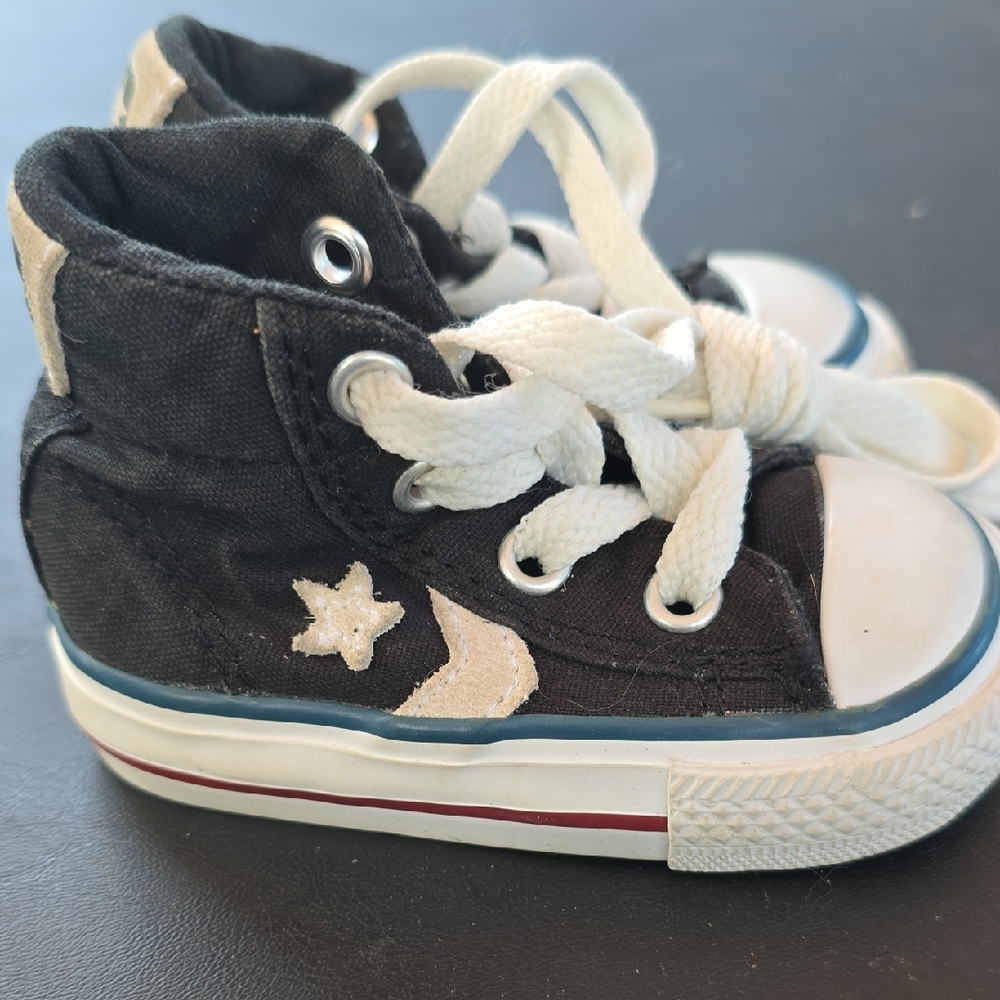 Converse Black and White High-Top Sneakers with Star Logo
